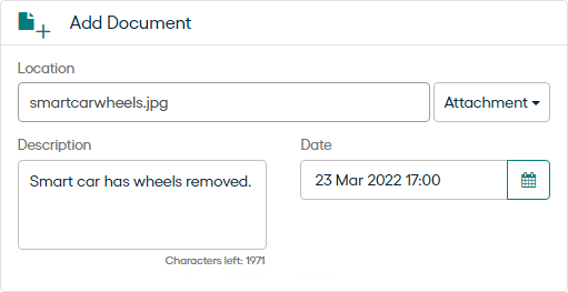 Customer Services Add Document Section