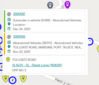 Customer Services Map With Nearby Enquiries Cluster
