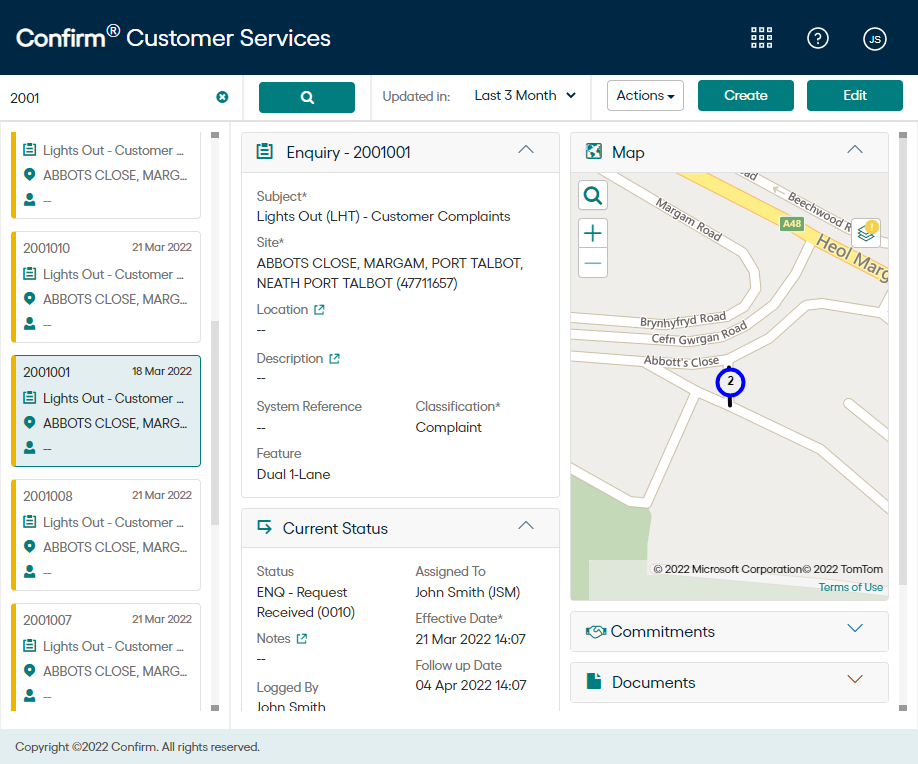 Customer Services View Enquiry